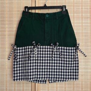 Reworked gingham bow skirt